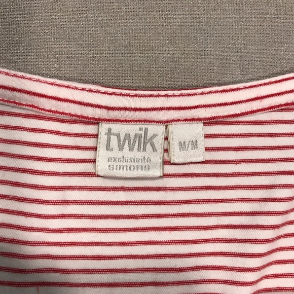 Simon’s TWIK Red Striped Off the Shoulder Tee M - Picture 4 of 6